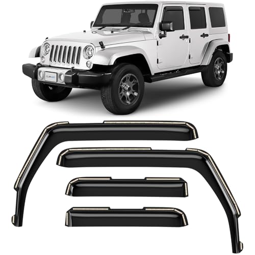 Image of CLIM ART in-Channel Incredibly Durable Rain Guards for Jeep Wrangler JK 2007-2018, Original Window Deflectors, Vent Window Visors, Vent Deflector, 4 pcs. - 607169