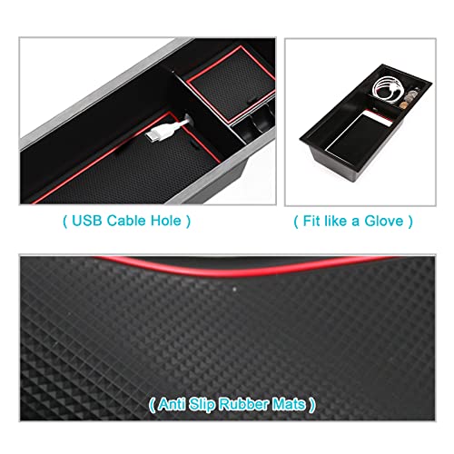 Image of CDEFG Center Console Accessory Organizer for Prius 2016 2017 2018 2019 2020, ABS Material Armrest Box Insert Tray Glove Secondary Storage Box