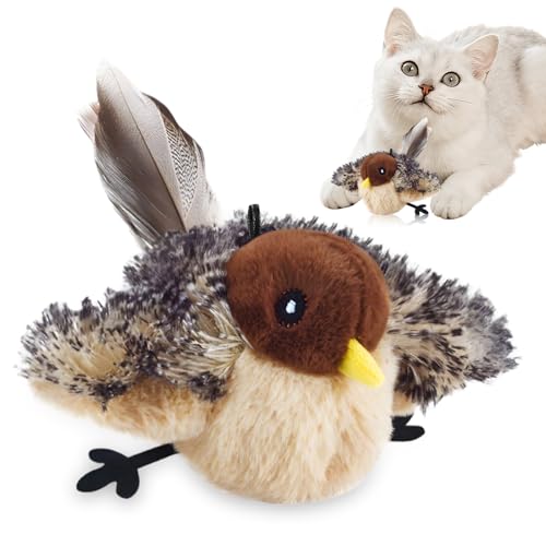 Yizemay Katzenspielzeug Vogel Fliegt Elektrisch Interaktives Katzenspielzeug Elektrisch mit Katzenminze Flapping Bird Cat Toy Intelligenz Aufladbares Katzen Spielzeug