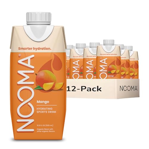 NOOMA Organic Electrolyte Sports Drink | Electrolyte Drink with Organic Coconut Water | Workout Hydration Drink with No Added Sugar | 30 Calories | Pack of 12 Sports Drinks (16.9oz) | Mango