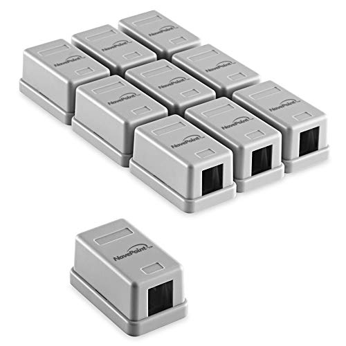 NavePoint Keystone Jack Surface-Mount Box 1-Port Gray, 10-Pack