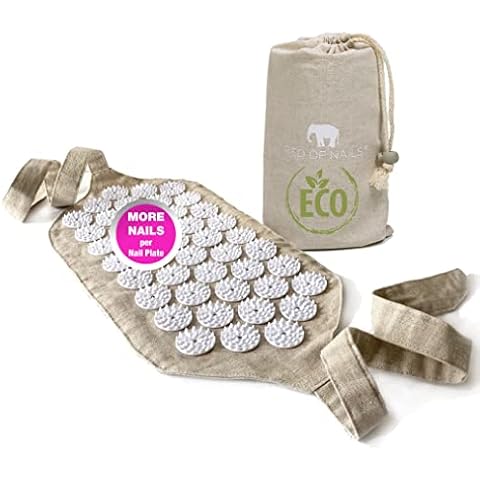 BED OF NAILS Original ECO Acupressure Strap — Mini Acupuncture Massage Mat 1,848 Nails, On-The-Go Back Pain Relief, Cellulite — Christmas Gifts for Women and Men, Stocking Fillers — Bag, 38 x 20cm Cover