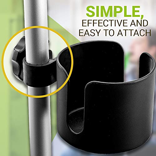BodyHealt Adjustable Cup Holder - Black - for Any Kind of Strollers, Walkers, Wheelchairs, Rollator & Knee Scooters Universal Drinking Cup Holder, Bottle Holder, No Screws Required - Thumbnail 7