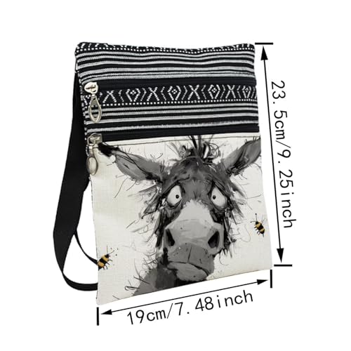 Funny Donkey Messenger Bag Small Ethnic Pattern Printed Adjustable Strap Crossbody Zipper Bag Funny Donkey Phone Bag Wallet Cute Shoulder Handbag for Women Friends -32
