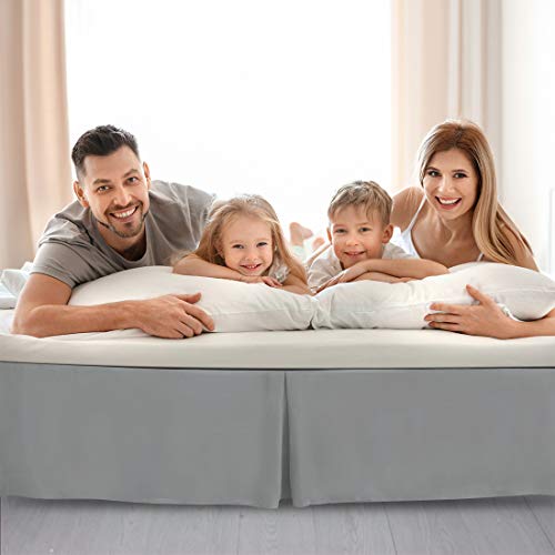 Piccocasa King Size Pleated Bed Skirt, Bed Frame And Box Spring Cover - 16 Inch Tailored Drop Dust Ruffle Bedskirt, Wrinkle Free And Fade Resistance, Easy To Stall - Light Gray #TOP5
