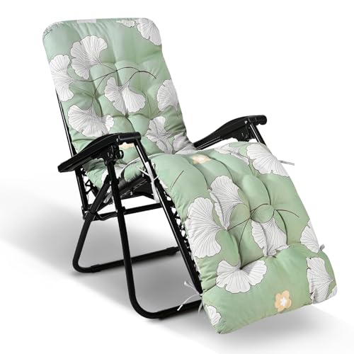 WildFun Sun Lounger Cushions Only, 170 * 53 * 8cm Garden Sunlounger Thick Chair Cushions with Non-Slip Top for Indoor Outdoor Garden Patio Beach (Ginkgo biloba)