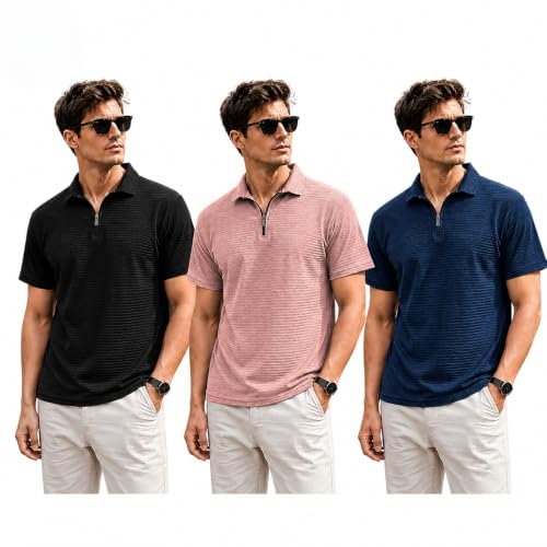 Image of Preneum Men's Polo T‑Shirt | Comfortable Rich Polycotton, Band Collar, Regular Fit | Stylish & Premium All Day Wear (Available in Plus Sizes)