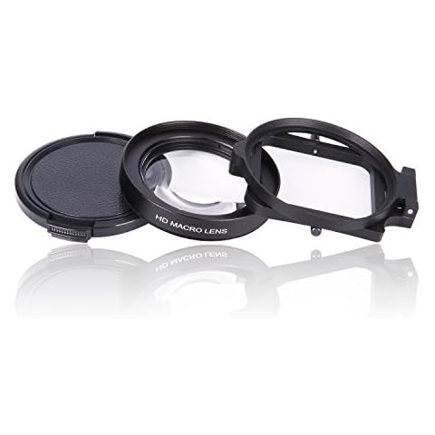 QKOO Macro Lens for GoPro Hero 7 Black/Hero (2018)/Hero 6 Black/Hero 5 Black Original Waterproof Super Suit Housing Case - 58mm 16X HD Macro Close-up Lens + Adapter Ring Cover