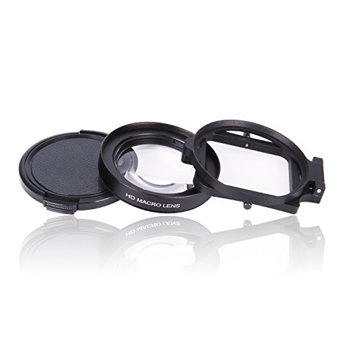 QKOO Macro Lens for GoPro Hero 7 Black/Hero (2018)/Hero 6 Black/Hero 5 Black Original Waterproof Super Suit Housing Case - 58mm 16X HD Macro Close-up Lens + Adapter Ring