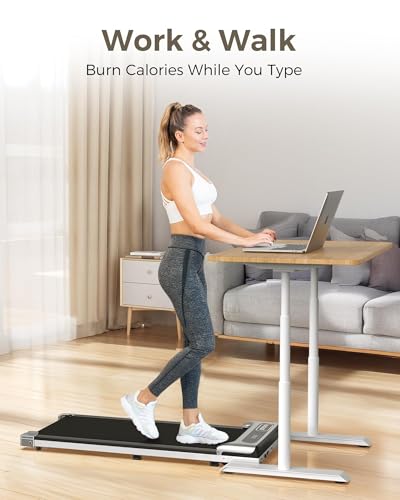 Image of Yagud Under Desk Treadmill, Walking Pad for Home and Office, 2.5 HP Portable Walking Jogging Running Machine with Remote Control and LED Display, Silver