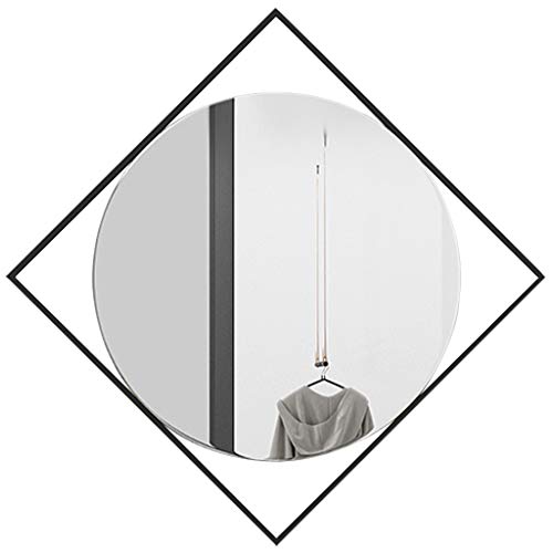 Espejo de Pared de Metal Espejo Cuadrado de Pared de Vidrio HD Grande Diseño Elegante Simple con Kit Completo para baño/Dormitorio/Armario, Diámetro 40/50/60 cm Cover