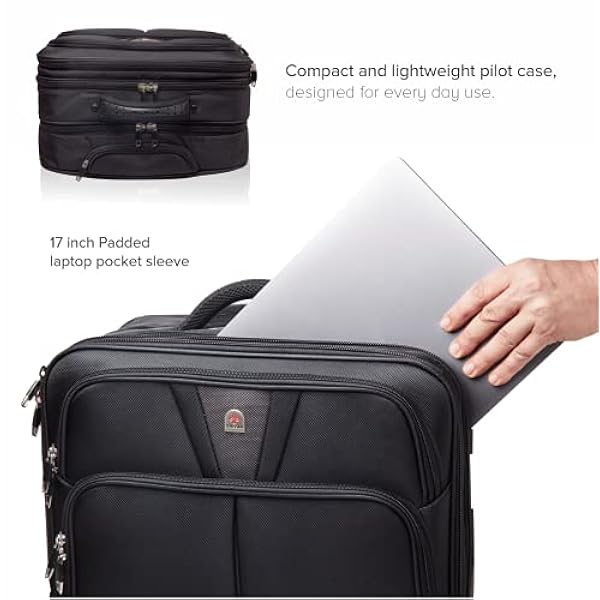 Tassia Pilot Case Maletín para Ordenador portátil con Ruedas, Funda para piloto de Negocios, Bolsa para portátil con Compartimento Nocturno, Maleta de Viaje aprobada por la Cabina