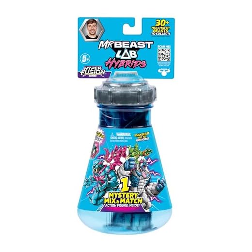 MrBeast Lab Hybrids Single Pack, Mix & Match Millions of Combinations to Create The Ultimate Beast and Reveal Individual Beast Parts to Create 1 of 10 4" Hybrid Figures, 30+ to Collect