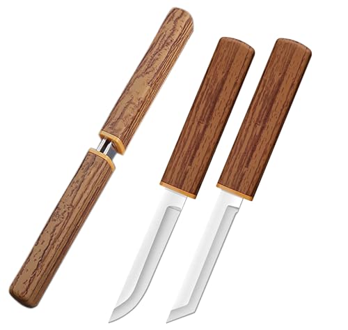 YIKANGHENG 4 Pcs Paring Knife with Wooden Handle, 7.2 Inch Stainless Steel Sharp Fruits and Vegetable Knives for Kitchen, Party, Travel and Outdoors (Brown)