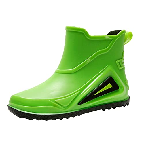 Botas de goma para hombre, resistentes al agua, antideslizantes, para exteriores, botas de lluvia de caña corta, elegantes, transpirables, botas de jardín, botas cortas, botas de verano, verde, 44 EU