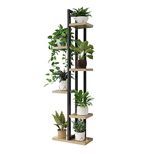 Blumenregal Holz Blumentreppen Pflanzentreppe Indoor Outdoor Metallständer Blumentöpfe Pflanzgefäß Halter Leiterregal Garten Wohnzimmer Balkon Terrasse Decor (Braun)