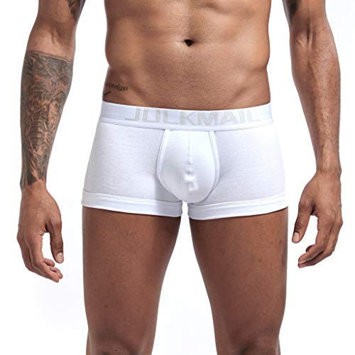 Calzoncillos Boxer para Hombre Corte clásico Básico Moda Color Sólido Bragas Deportivas Fitness Entrenamiento Algodón Cómodo Transpirables Pijamas Slips MMUJERY