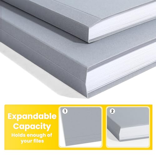 SUNEE File Folders Letter Size Gray, 100 Pack Manilla Folders 8.5 x 11 1/3-Cut Tabs, Colored File Folders Office Home School for Documents Files Paper - Image 6