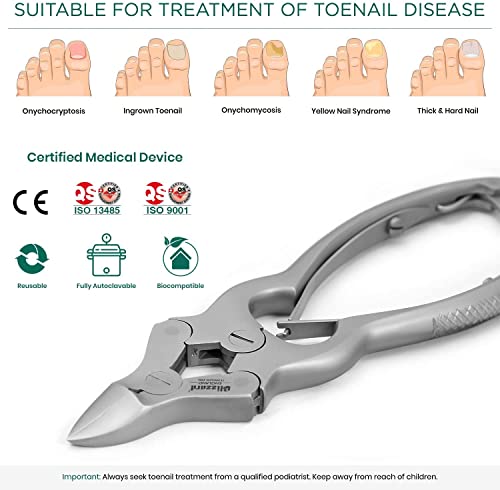 Toenail Clippers By Blizzard - Podiatrist Double Action Mycotic Nail Nipper - 6 Inch Cantilever Nail Cutter German Forged Heavy Duty - Double Spring Model #TOP4