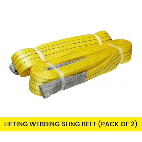 Image of Heavy Duty Polyester Sling Belt (Pack of 2) | Reinforced Webbing Belt for Industrial, Construction & Handling Work (3 Ton 3 Mtr)