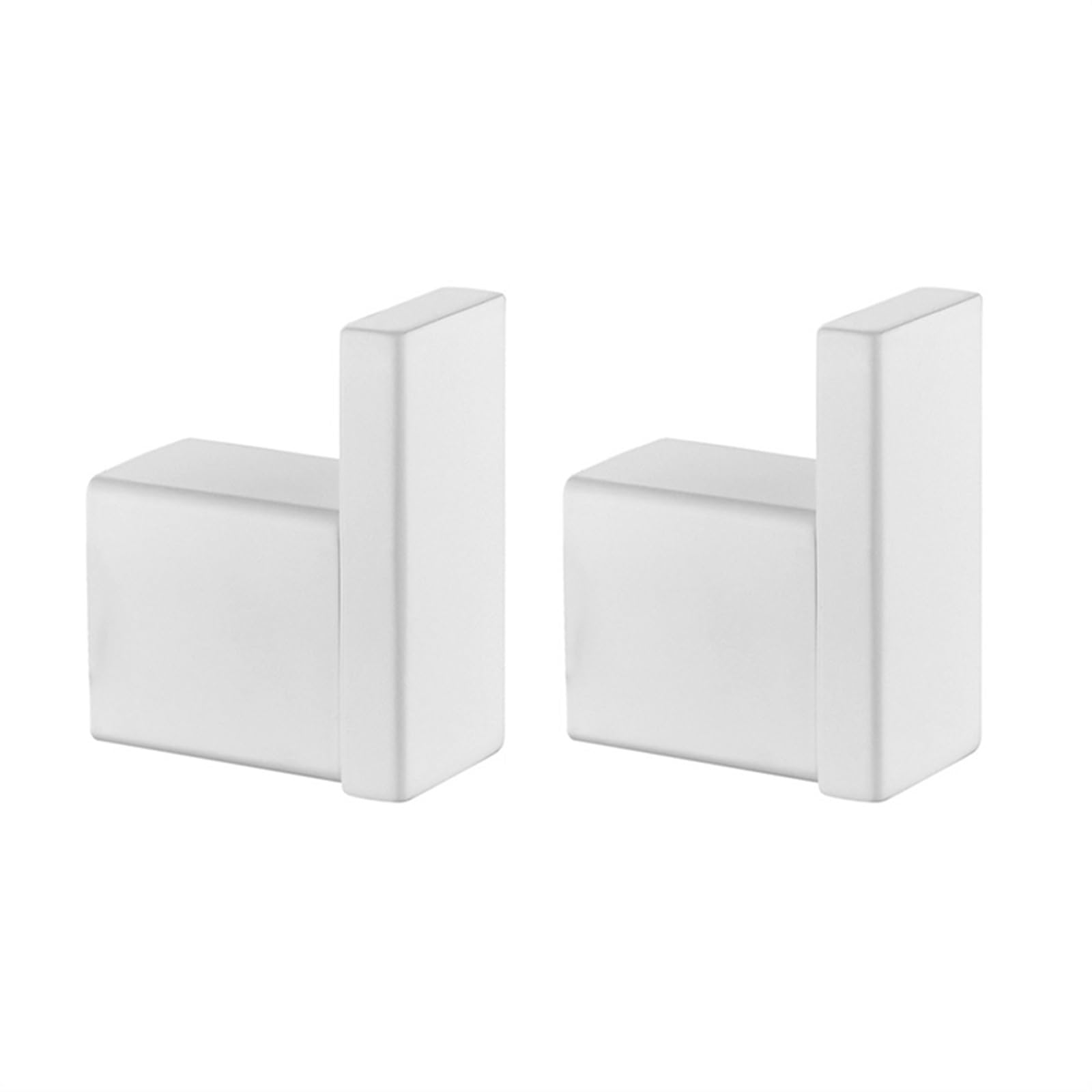 Stały uchwyt na papier toaletowy, Bathroom Set Stainless Steel Towel Bar Toilet Paper Holder Ring 2 Robe Hooks White(White 2 Pcs Hook)