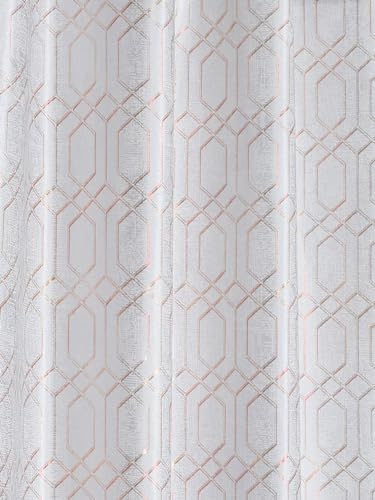 Image of Cortina Striped Light-Filtering Polyester Curtains 5 feet Long Set of 2 for Window [ Opacity: 50-60%, Color: Grey, Knitting Foil Curtains -160 GSM ]