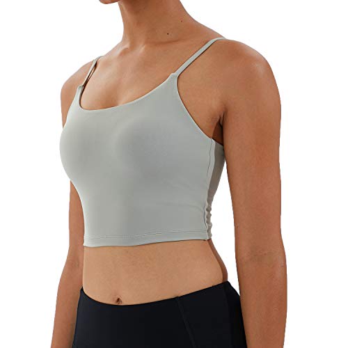 Image of Women's Strappy Stretch Sports Bra Longline Yoga Tank Top Fitness Bra Workout Camisole Crop Tops for Teen Girl