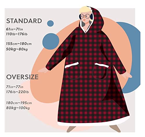 Fuzzy Robe Lazy Blanket Hooded Pullover Pajamas, Flannel TV Blanket, Lazy Pajamas, Pajamas, Hoodies, Bathrobes (Color : K, Size : Small)2