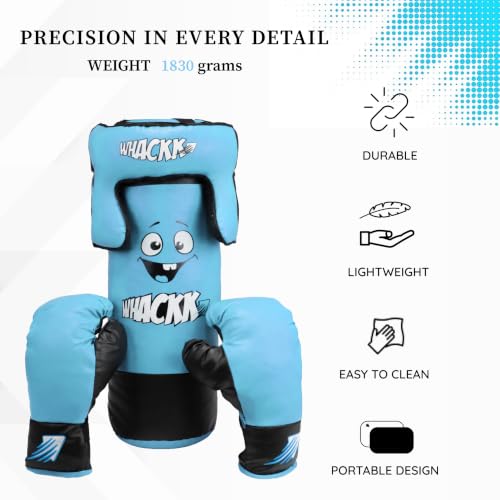 Image of WHACKK Junior Boxing Kit Light Blue| Boxing Set for Kids & Beginners | Lightweight Training Kit for Home Practice, Fitness & Self-Defence, Boys & Girls