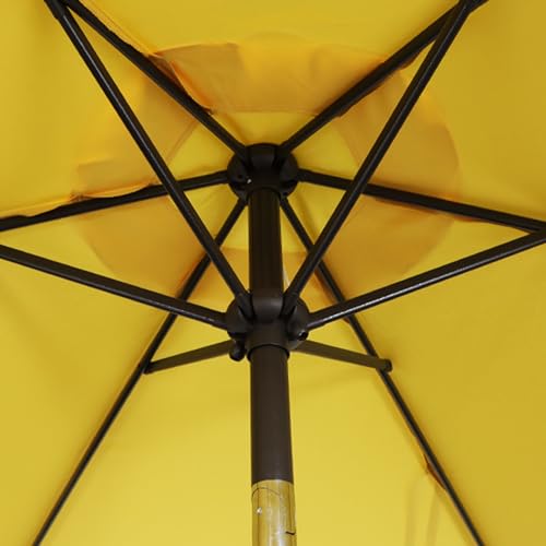 Image of Blissun 7.5 ft Patio Umbrella, Yard Umbrella, Outdoor Market Umbrella with Push Button Tilt Crank, Yellow