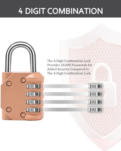 Image of Combination Lock Resettable Peachy-Pink 2 Pack 4 Digit Outdoor Waterproof Combo Padlock for School Gym Locker, Sports Locker, Fence, Toolbox, Gate, Hasp Storage