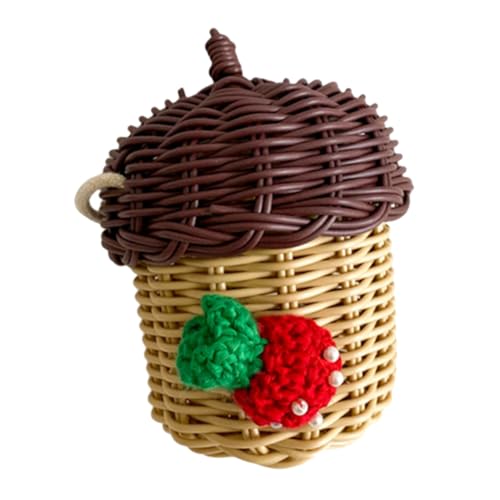 HEMOTON Mini Rattan Umhängetasche Nussförmig Handgewebt Crossbody...