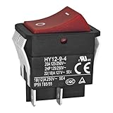 HY12-9-4 Rocker Switch - On/Off Pushbutton Switch, 4 Pin IP55 125/250V 20A 2HP - for Electric Welding Machine and Household Appliances