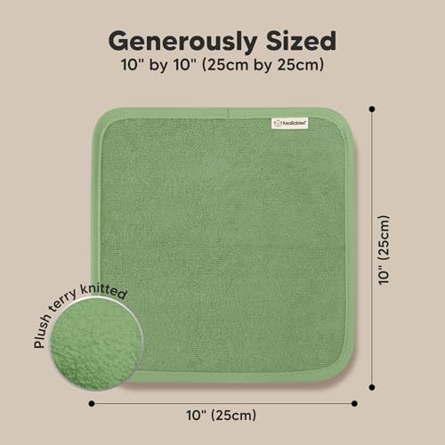 Image of 6-Pack Baby Washcloths - Soft Absorbent Viscose from Bamboo Washcloths for Face, Body, Baby Towels for Newborn, Kids, Toddlers, Infant, Gentle on Sensitive Skin, 10x10 Reusable Face Towels(Verde)