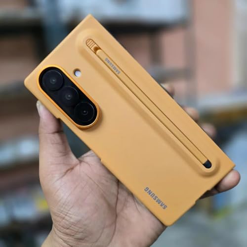 Image of Magnetic Original for Samsung Galaxy Z Fold 7 Case /Cover with S Pen | 360 Full Protection Cover | Slim Matte Hard Back Case | Premium Shockproof Design Durable, Ultraslim (Orange)