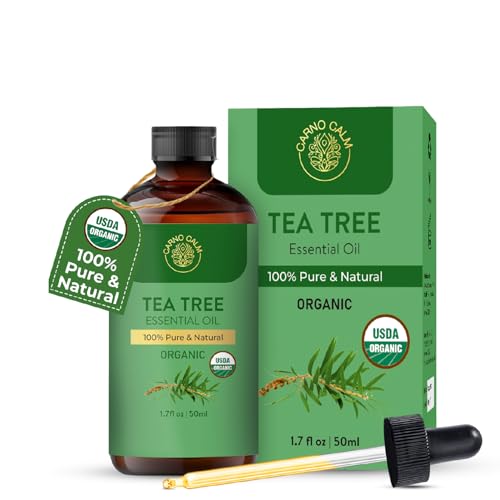Carno Calm Tea Tree Oil for Skin– 100% Pure Organic Tea Tree Essential Oil for Face, Scalp, Nails, and Toenail – Therapeutic Grade Tree Tea Oil for Hair Growth & Acne | 1.7 fl. oz