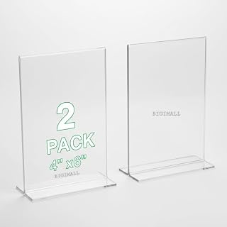 BIGIMALL 2 pcs x 4 X 6 Inch height Acrylic Display Stand Paper Holder T Photo Frame Holder( 4 inches x 6 inches (height, 2... Price In India