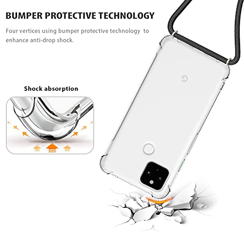 Yespure Phone Case For Google Pixel 4A - 5G With Adjustable Neck Cord Lanyard Strap,Crossbody Case For Google Pixel 4A,Clear Tpu Soft Anti-Scratch Anti-Yellowing Shockproof Protective Cover #TOP3