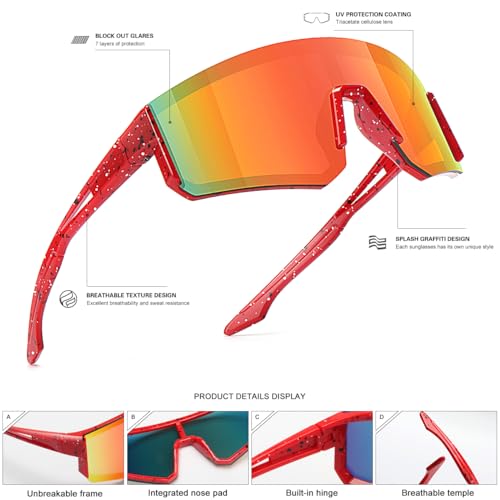 image for SEKKAF Youth Baseball Sunglasses for Boys Girls Age 6-12 Softball Cycl