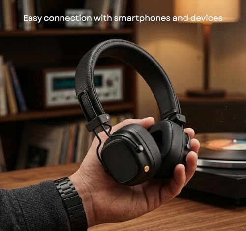 Image of Original for Marshall Major IV Wireless Bluetooth Headphones, Black, 80+ Hours Playtime, On-Ear Design, Wireless Charging, Multi-Directional Control Knob, Ergonomic Fit