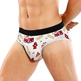 JHKKU Men's Fire Truck Underwear Briefs Stretch Classic Comfort Soft Underwear with Contour Pouch Briefs, Small