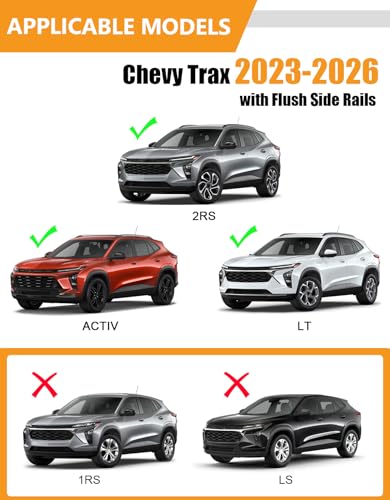 Image of KINGGERI 300lbs Cross Bars Roof Racks Compatible with Chevrolet Chevy Trax 2023-2026 2RS ACTIV LT, Heavy Duty Aluminum Roof Rails Crossbars Luggage Cargo Carrier Rooftop Car SUV Black Accessories