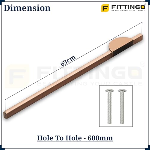 Image of Polo 63 cm Aluminum Wardrobe Handle /Rose Gold TT Finish /600mm Hole to Hole /Large Wardrobe Door Handle /Modern Interior for Home /Handle for Wardrobe - Pack of 1(Right)-| 3 Years Warranty |