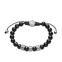 Diesel Men's Silver Semi Precious Stone Beaded Bracelet, One Size