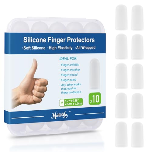Gel Finger Cots Protectors Silicone Fingers Covers Bandages Caps Sleeves for Fingertip Thumb Protection Ideal for Trigger Arthritis Cracking Blisters Callus Hangnail & Pain Relief (Clear M 10PCS)