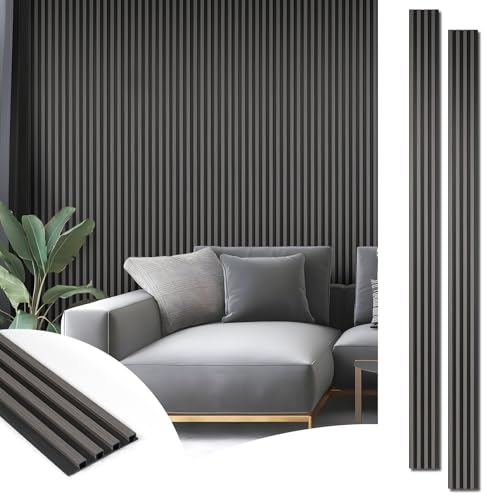 Image of Art3d 96 x 6 Inch 3D Fluted Wood Textured Slat Wall Panels, 8-Pack, Grey