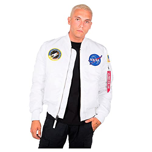 Alpha Industries Herren MA-1 VF NASA Bomberjacke, White, 3XL