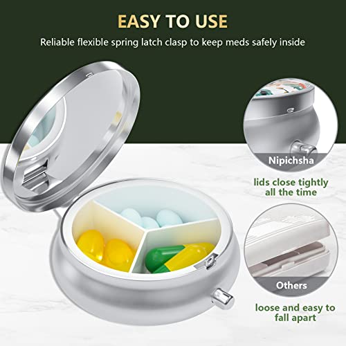 Image of Pill Box, Small Pill Case for Purse & Pocket, Travel Medicine Organizer | Cute Travel Medicine Organizer, Portable Medicine Container Holder to Hold Vitamins, Medication, Fish Oil & Supplement