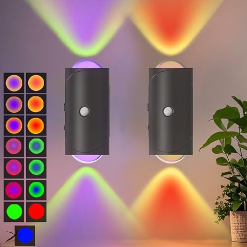 Image of Motion Sensor Light Indoor Night Light Magnet Body Hallway Rechargeable LED Wireless Wall Sconces Color Changing Atmosphere Lamp Wall Sconce for Home Party Lighting Bedroom, Bathroom, Stairs, (2 Pack)