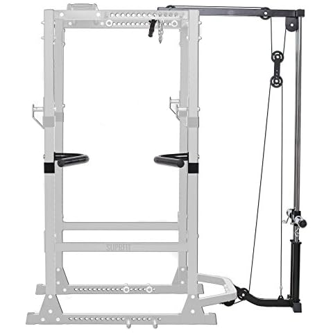 Suprfit Rango Lat Pulley System l Lat Pull Down Cable System l Tower Station l Cable Pull l Power Rack Add-On l Power Cage Attachment for the Rango Power Rack l Max Load: up to 120 kg l Black Cover